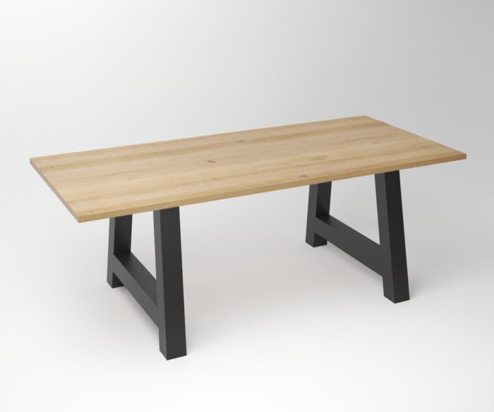 Eiken Tafel 3 cm Tafelblad | A (SHR) Frame Zwart - Teakea.nl