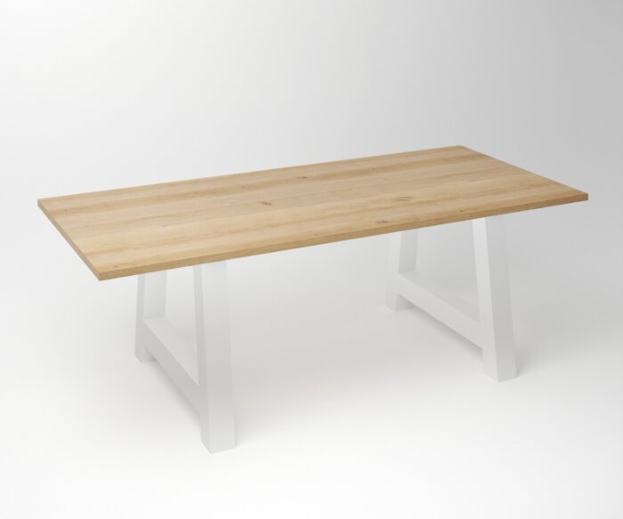 Eiken Tafel 3 cm Tafelblad | A (SHR) Frame Wit - Teakea.nl