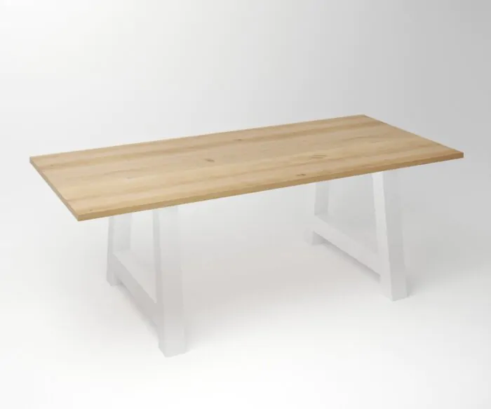 Eiken Tafel 3 cm Tafelblad | A (SHR) Frame Wit - Teakea.nl