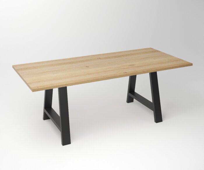 Eiken Tafel 3 cm Tafelblad | A (SHR) Fineline Frame Zwart - Teakea.nl