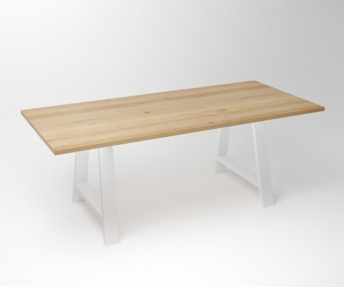 Eiken Tafel 3 cm Tafelblad | A (SHR) Fineline Frame Wit - Teakea.nl