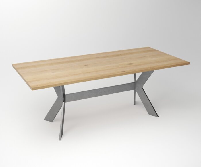 Eiken Tafel 3 cm Tafelblad | Rex Long Exclusive Stainless Steel Frame