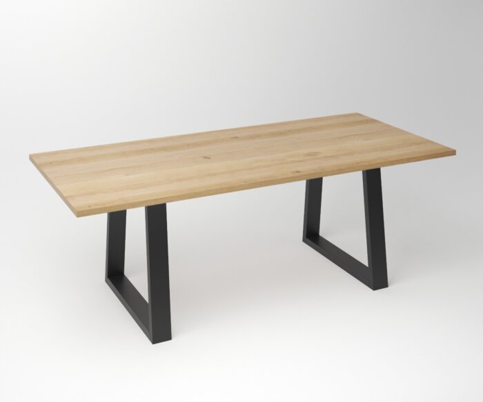 Eiken Tafel 3 cm Tafelblad | Trapezium Fineline Frame Black - Teakea.nl