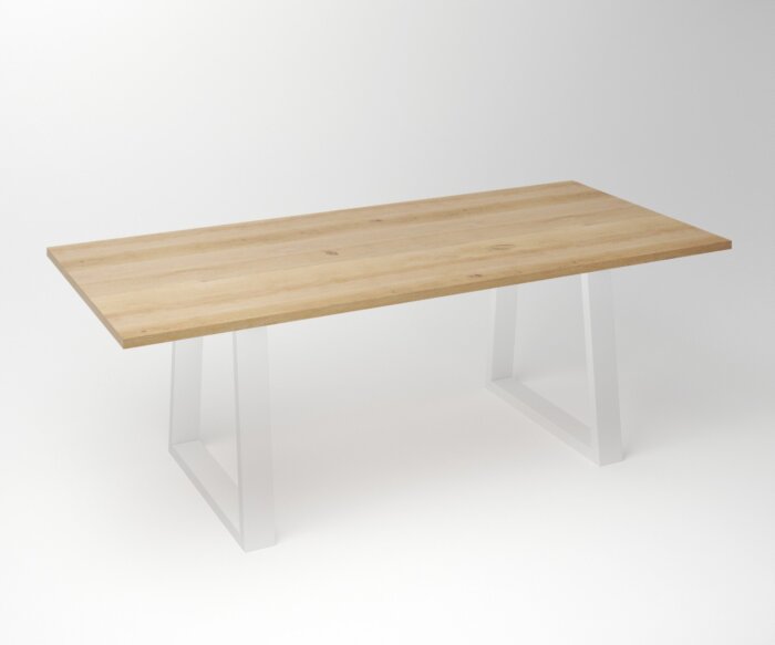 Eiken Tafel 3 cm Tafelblad | Trapezium Fineline Frame White - Teakea.nl