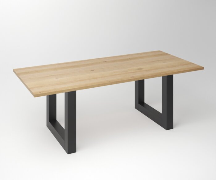 Eiken Tafel 3 cm Tafelblad | U-frame Zwart - Teakea.nl