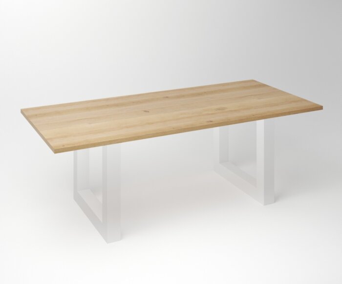 Eiken Tafel 3 cm Tafelblad | U-frame Wit - Teakea.nl