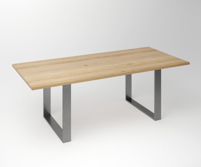 Eiken Tafel 3 cm Tafelblad |U Exclusive Stainless Steel Frame