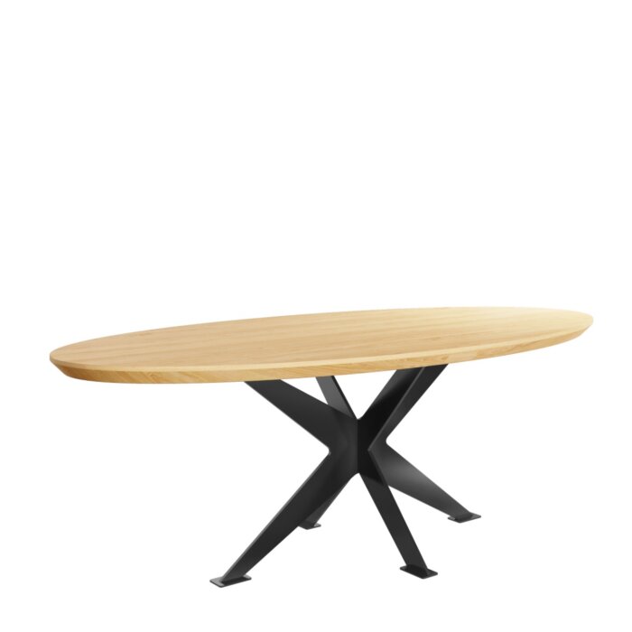 Ovello Rex | eiken eettafel Elipse met Stalen Onderstel