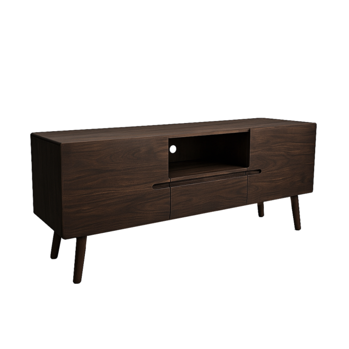 Aura TV-meubel 210 cm massief acaciahout, modern, met open vakken en deuren, ruime woonkamer