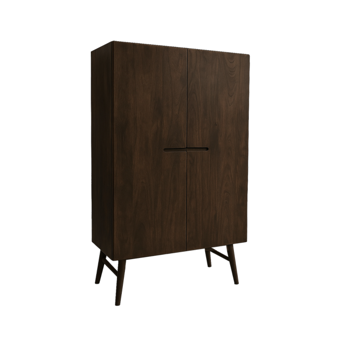 Aura opbergkast 100 cm massief acaciahout, modern design, met deuren en planken.