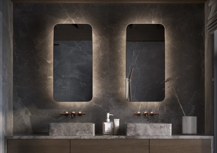 VEGAS spiegel – moderne LED spiegel met touchdimmer en verwarming, condensvrij en energiezuinig. Verkrijgbaar in diverse kleuren en afmetingen, perfect voor badkamer of slaapkamer. Snelle levering, CE-gecertificeerd.