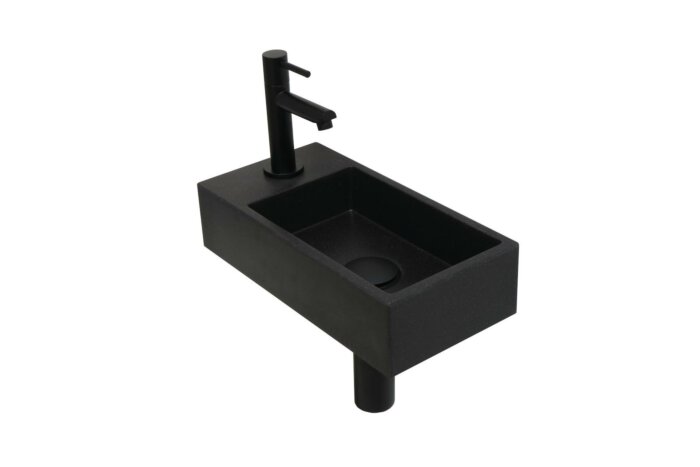 Versus Waskom | Kraanplateau Links | Quartz Zwart | 0 Kraangaten - SANI-INK3404103
