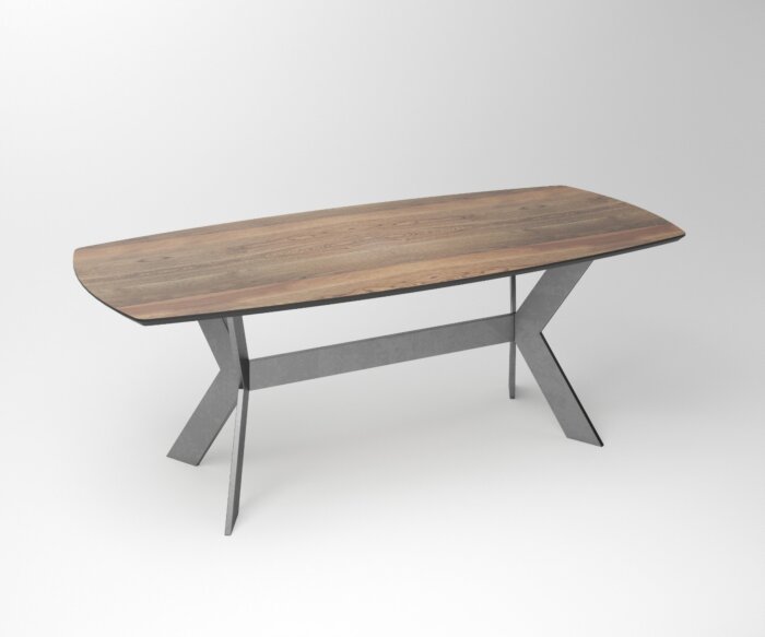 Stijlvolle notenhouten eettafel met RVS frame | Teakea
