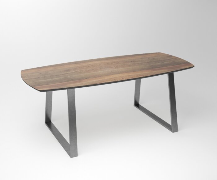 Notenhouten eettafel Duncan | 2-Trapezium – Exclusive Stainless Steel Frame