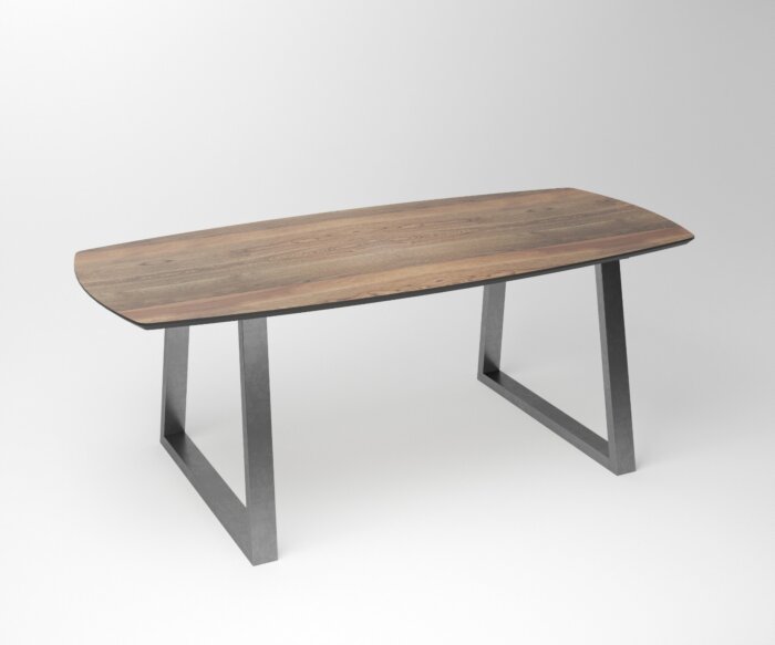 Notenhouten eettafel Duncan | 2-Trapezium – Fineline Stainless Steel Frame