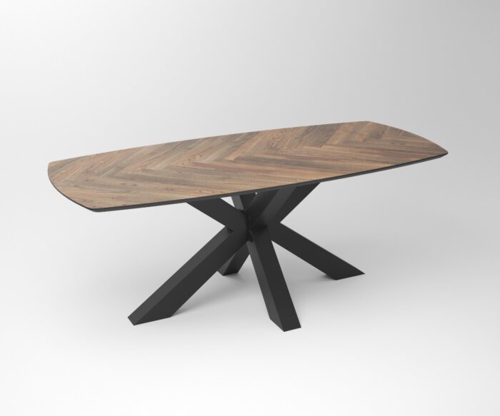 Notenhouten Eettafel Tusk met Spinpoot Onderstel