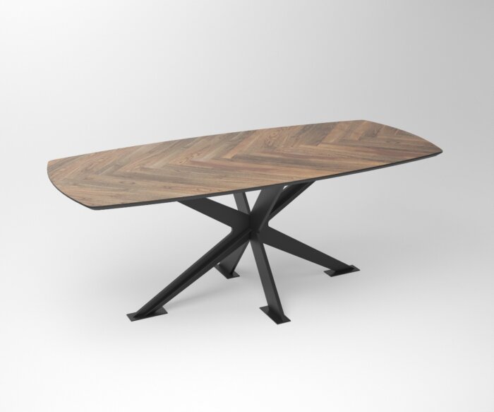 Stijlvolle notenhouten eettafel met massief 3-Rex frame | Teakea.nl