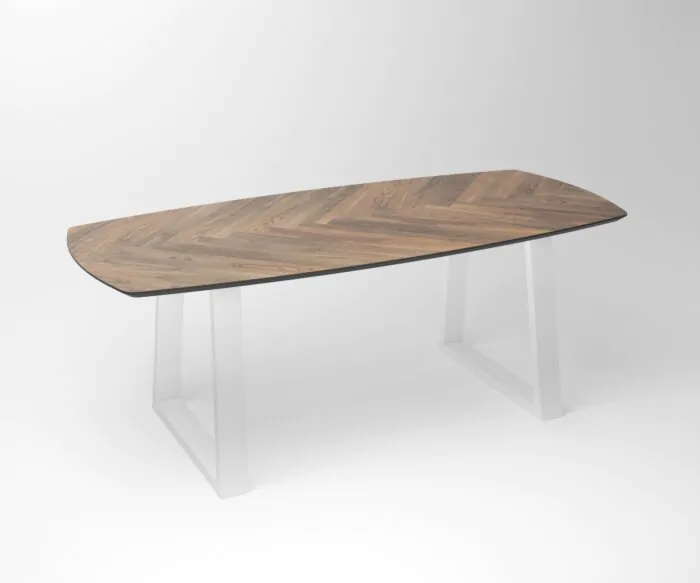 Notenhouten eettafel Tusk | 3-Trapezium Fineline Frame White