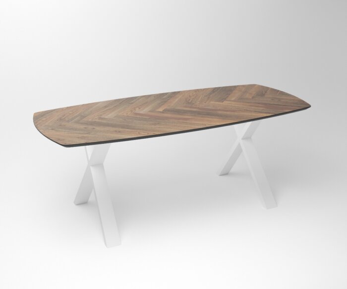 Notenhouten Eettafel Tusk | 3-X Fineline Frame Wit
