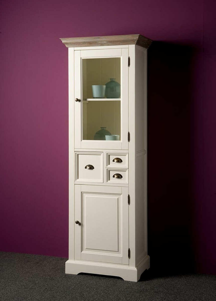 Fleur Vitrinekast | Antraciet-wit | 66x40x191 - TWR-DD1115C - Hover