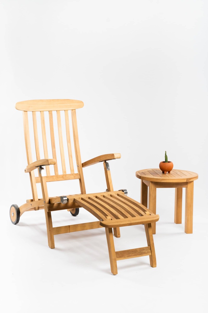 Deckchair met wielen met Rond tafeltje - TK-DC-MW-RT - Hover