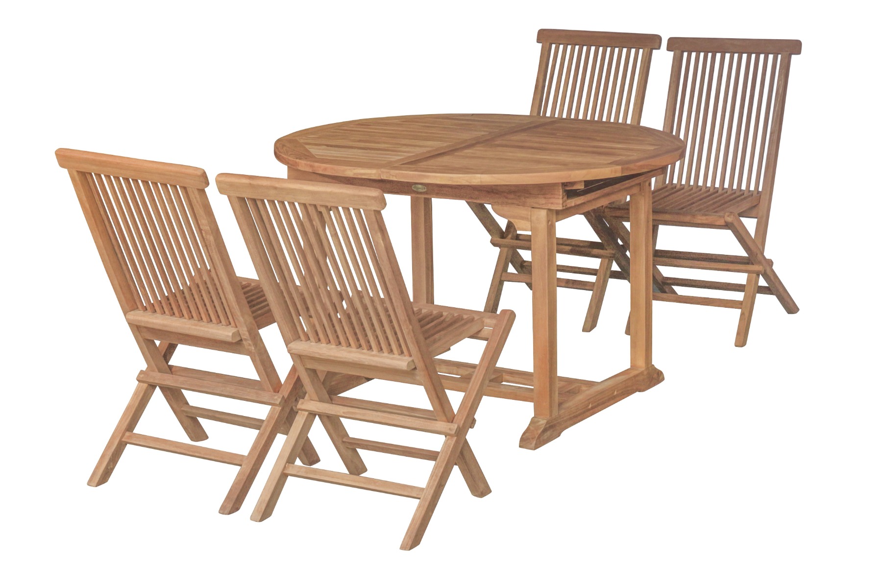 Teak Tuinset Tenerif | Ovale Uitschuifbare Tuintafel 120<>180 met 4 Inklapbare Teak Tuinstoelen - Oval120-180+4tenerif - Hover