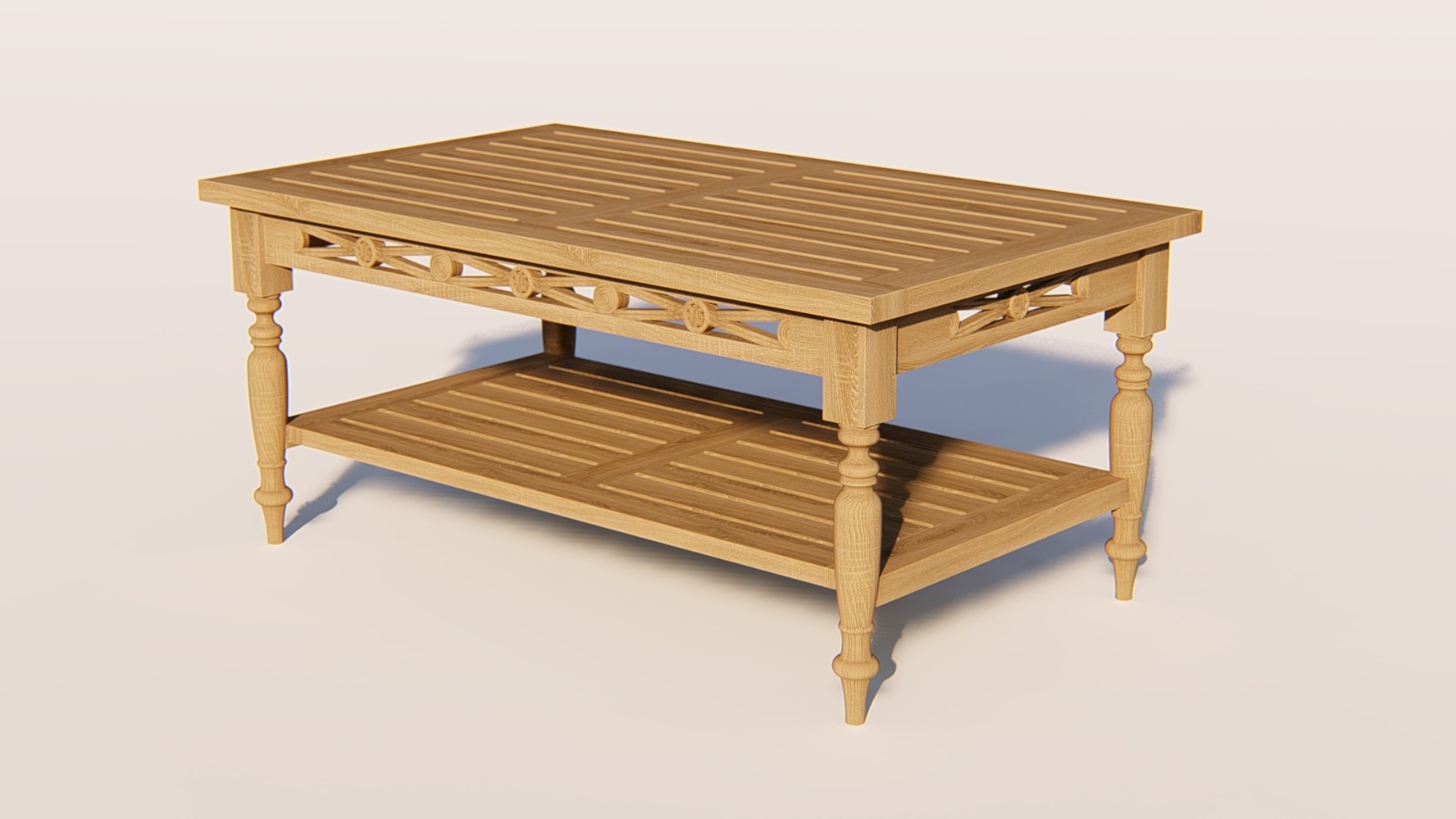 Batavia salontafel van massief teak 100x50 cm met onderplank – klassiek buitenmeubel

 - Hover