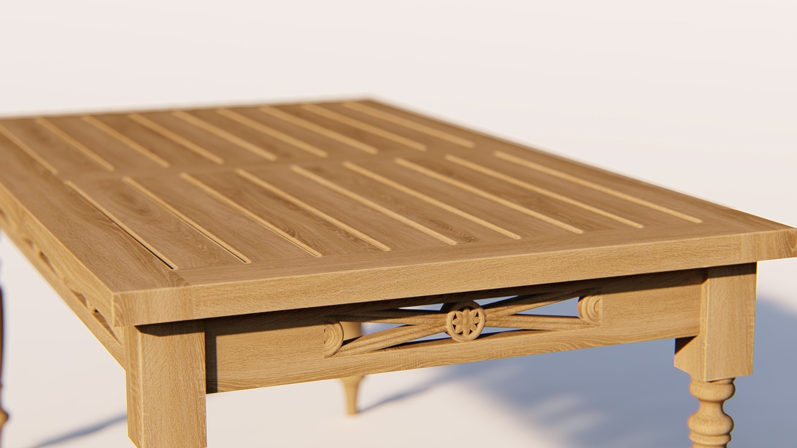 Batavia salontafel van massief teakhout 100x50 cm – klassiek tuinmeubel met sierpoten - Hover