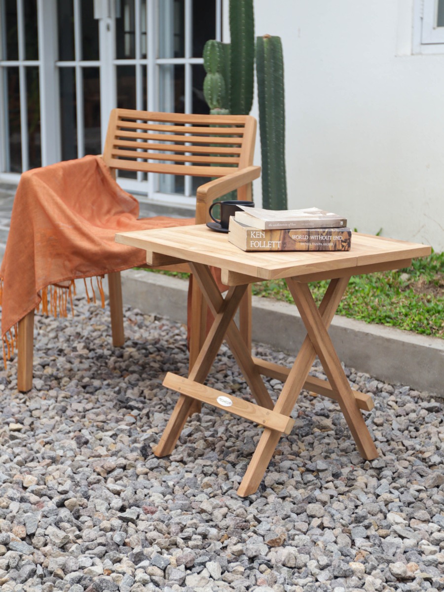Teakhouten bijzettafel 60 x 60 inklapbaar - Hover