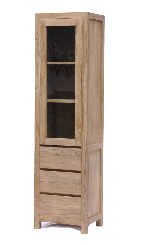 Corona | Teak Vitrinekast | 50x40x190 - TWR-JN0223 - Hover