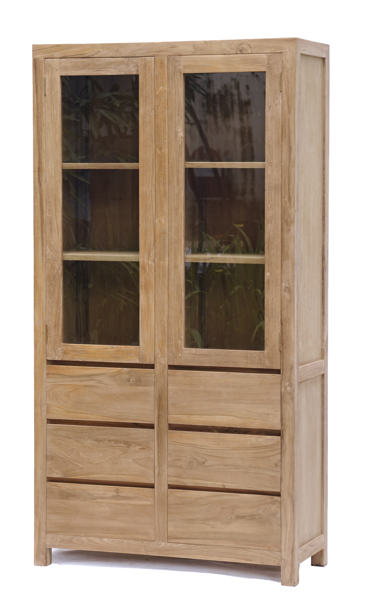Corona | Teak Vitrinekast | 100x40x190 - TWR-JN0224 - Hover