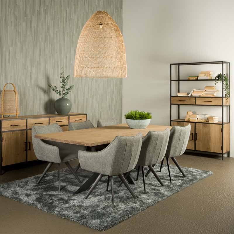 Luna Eettafel Eiken met gunmetal poten - Hover