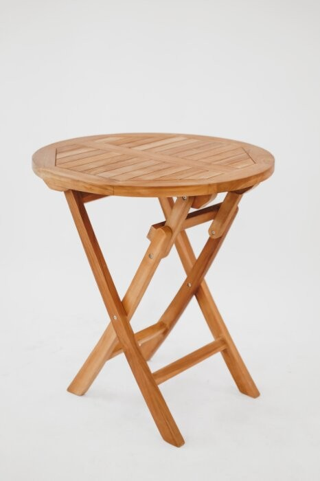 Teakea tuinset met 2 Pile stapelbare teakstoelen en ronde inklapbare tafel Ø70 cm – FSC teak set voor balkon of terras



 - Hover