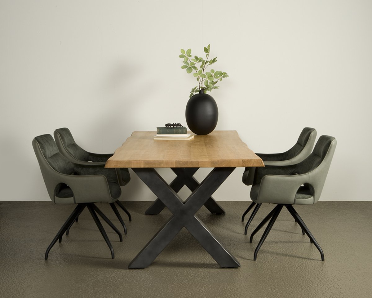 Xara Live-edge dining table 160-260x100 - top 5 - Naturel - TWR-NA0312-0315-N - Hover