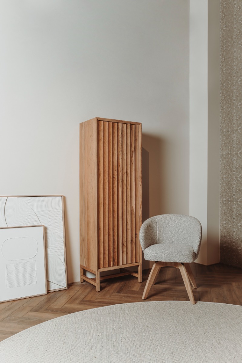  Crotone TV-meubel 185 cm massief acaciahout met 3 deuren, 1 lade en een open vak - Hover