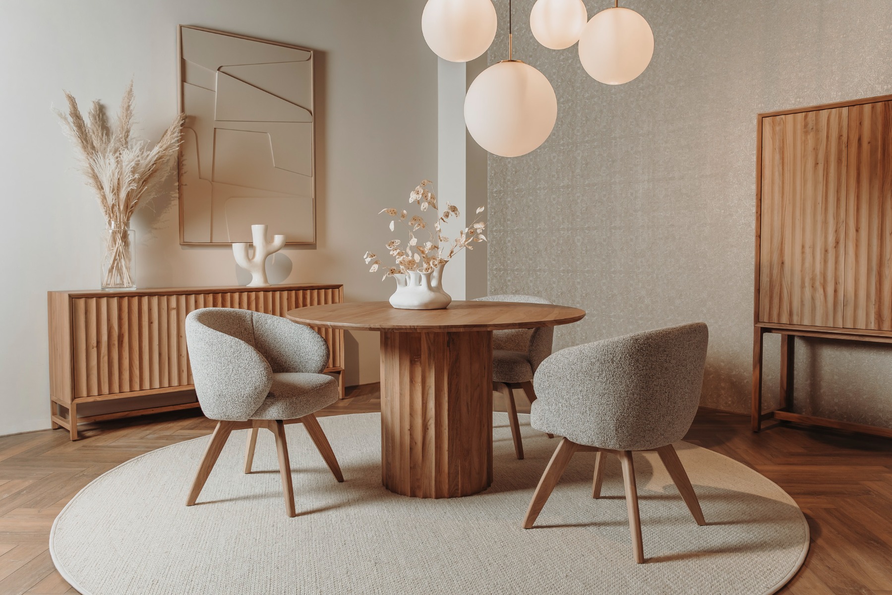  Crotone TV-meubel 185 cm massief acaciahout met 3 deuren, 1 lade en een open vak - Hover