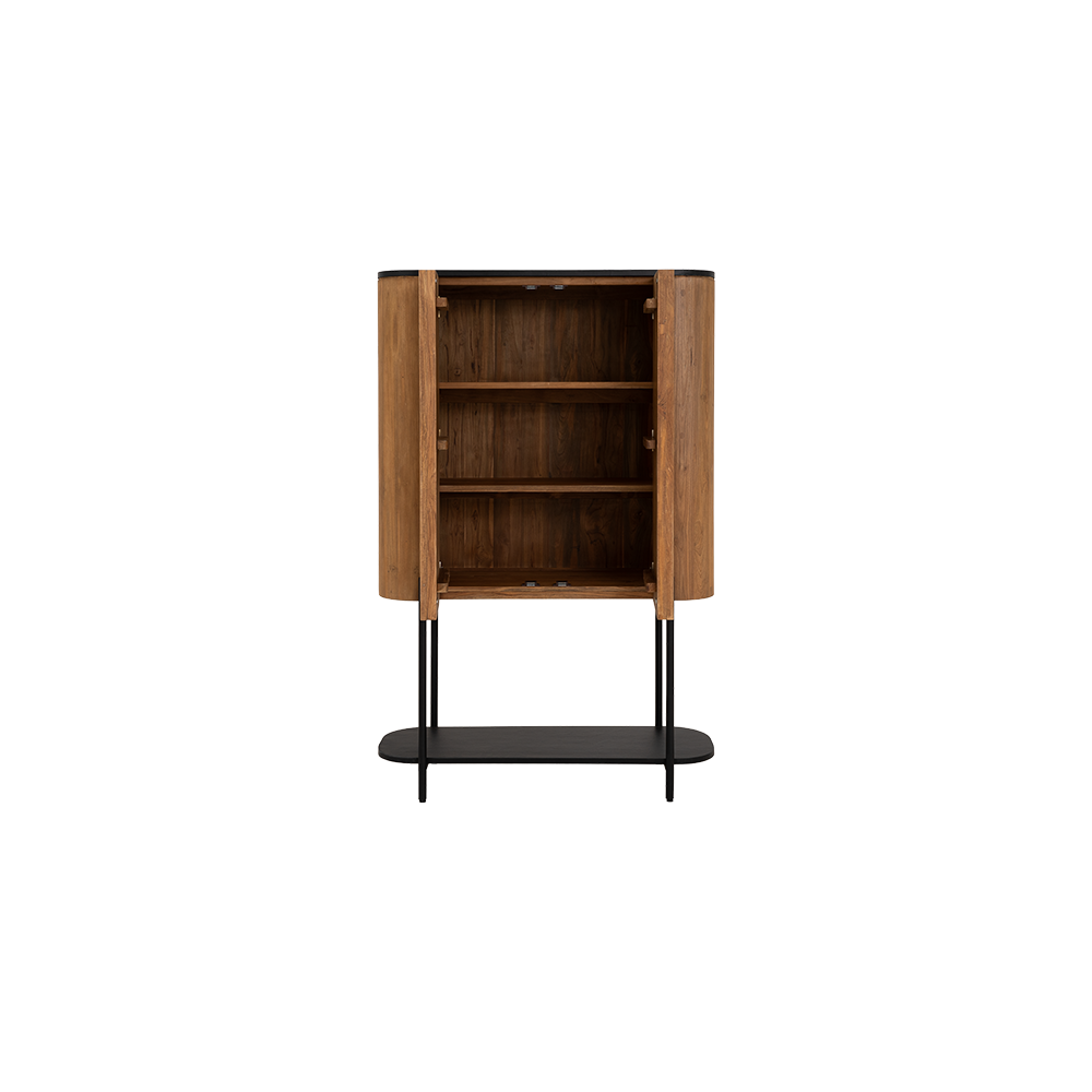 Tower Living Palazzo opbergkast 105 cm, gerecycled teakhout met zwart stucwerk bovenblad en zwarte metalen poten - Hover