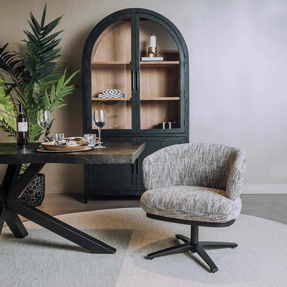 Teakea Perca lounge draaistoel in off-white – elegante fauteuil met draaibaar onderstel - Hover