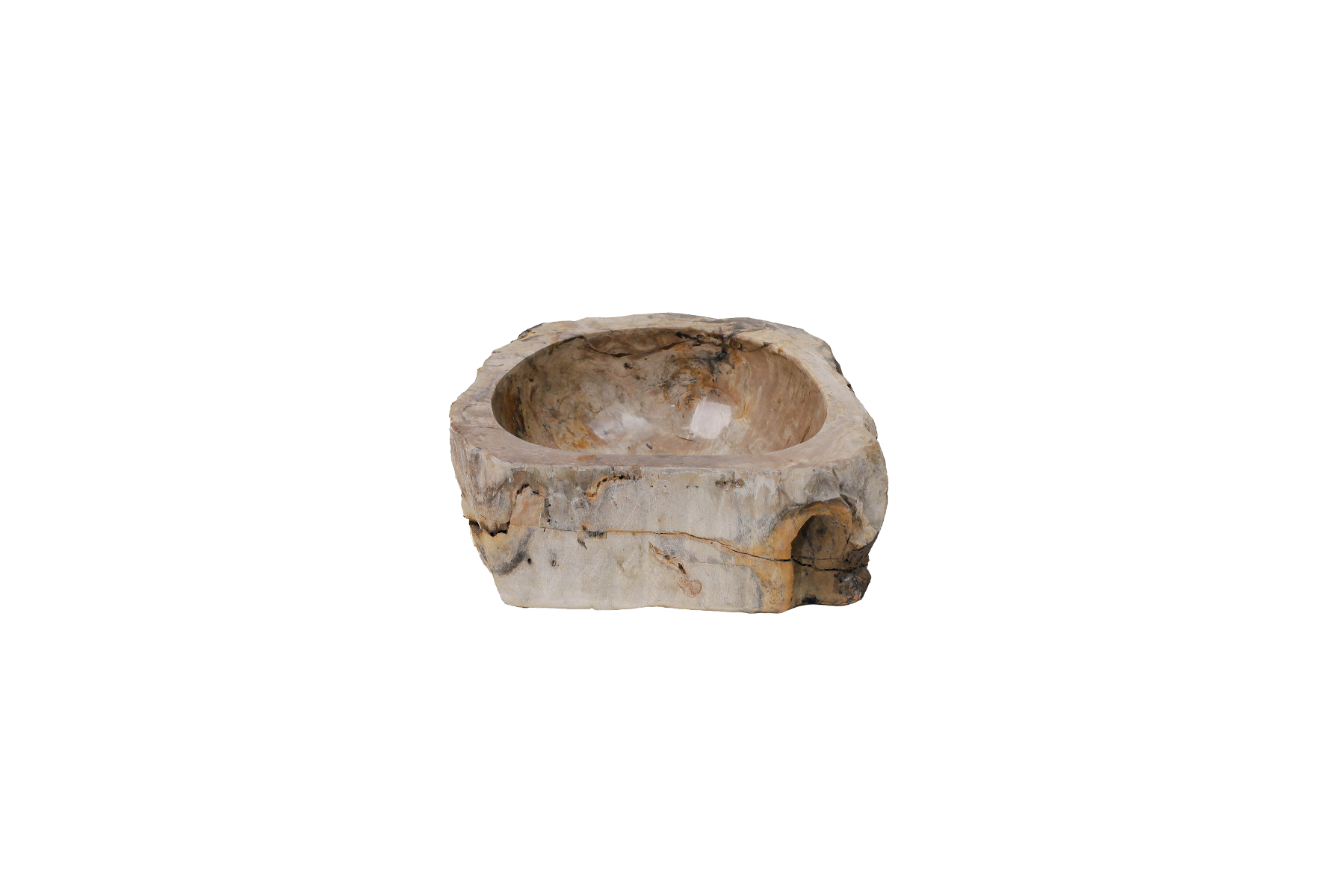  Versteende houten waskom Teakea 37x30x14 cm - compact en modern badkamerdesign. - Hover