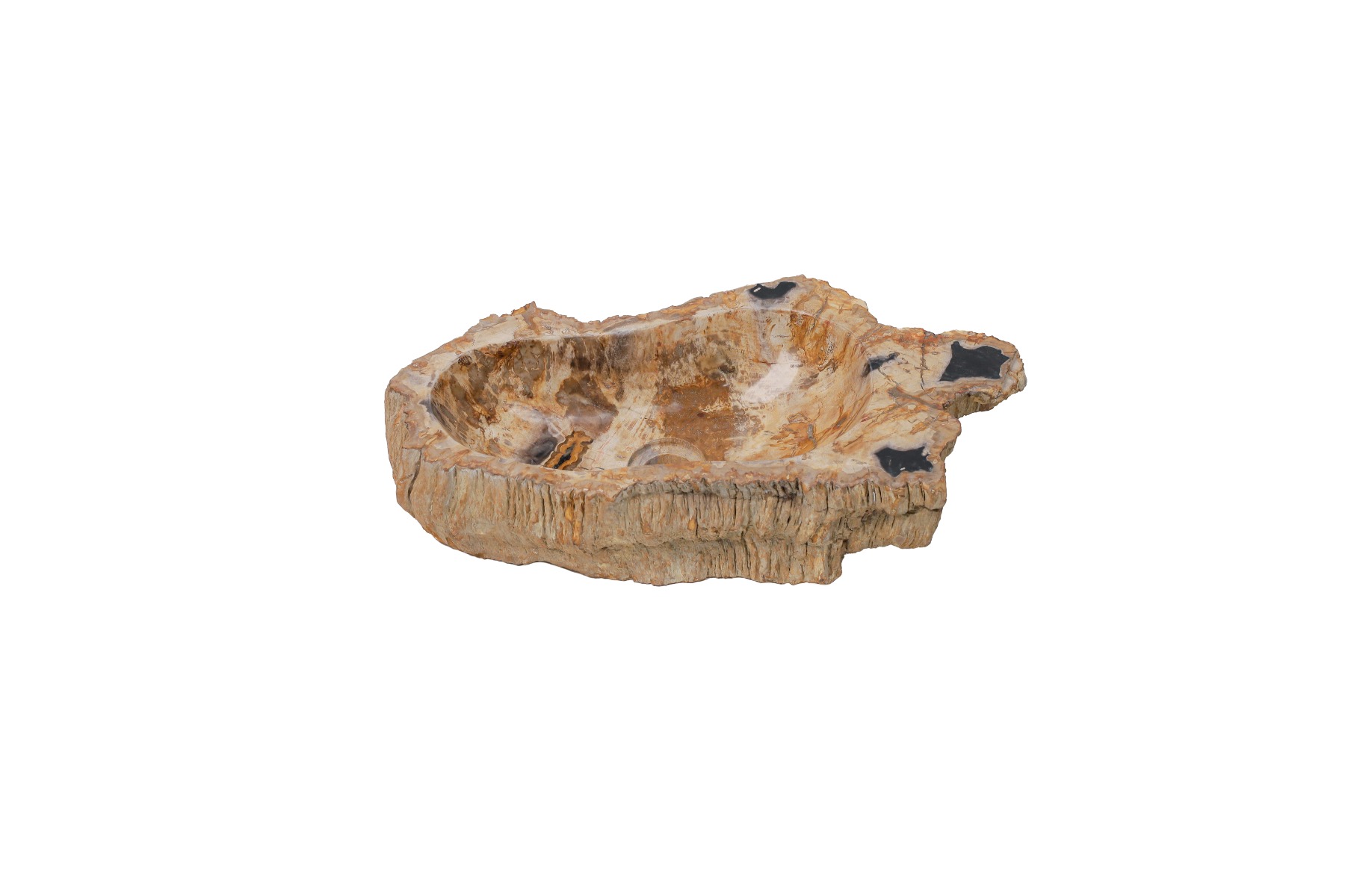 Versteende houten waskom Teakea 54x29x12 cm - ruim, stijlvol en natuurlijk badkamerdesign. - Hover