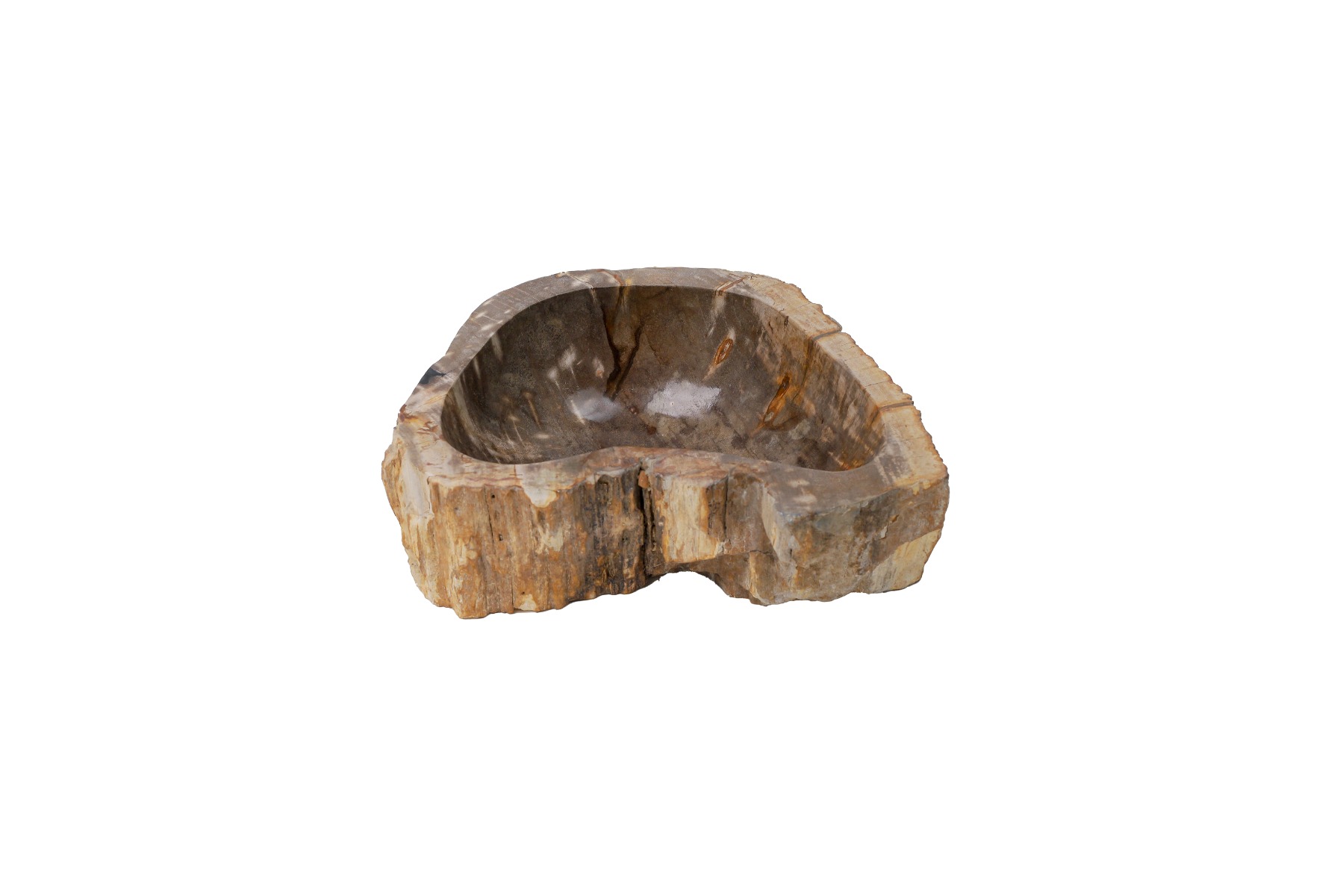  Versteende houten waskom Teakea 40x32x14 cm - compact en natuurlijk badkamerdesign. - Hover