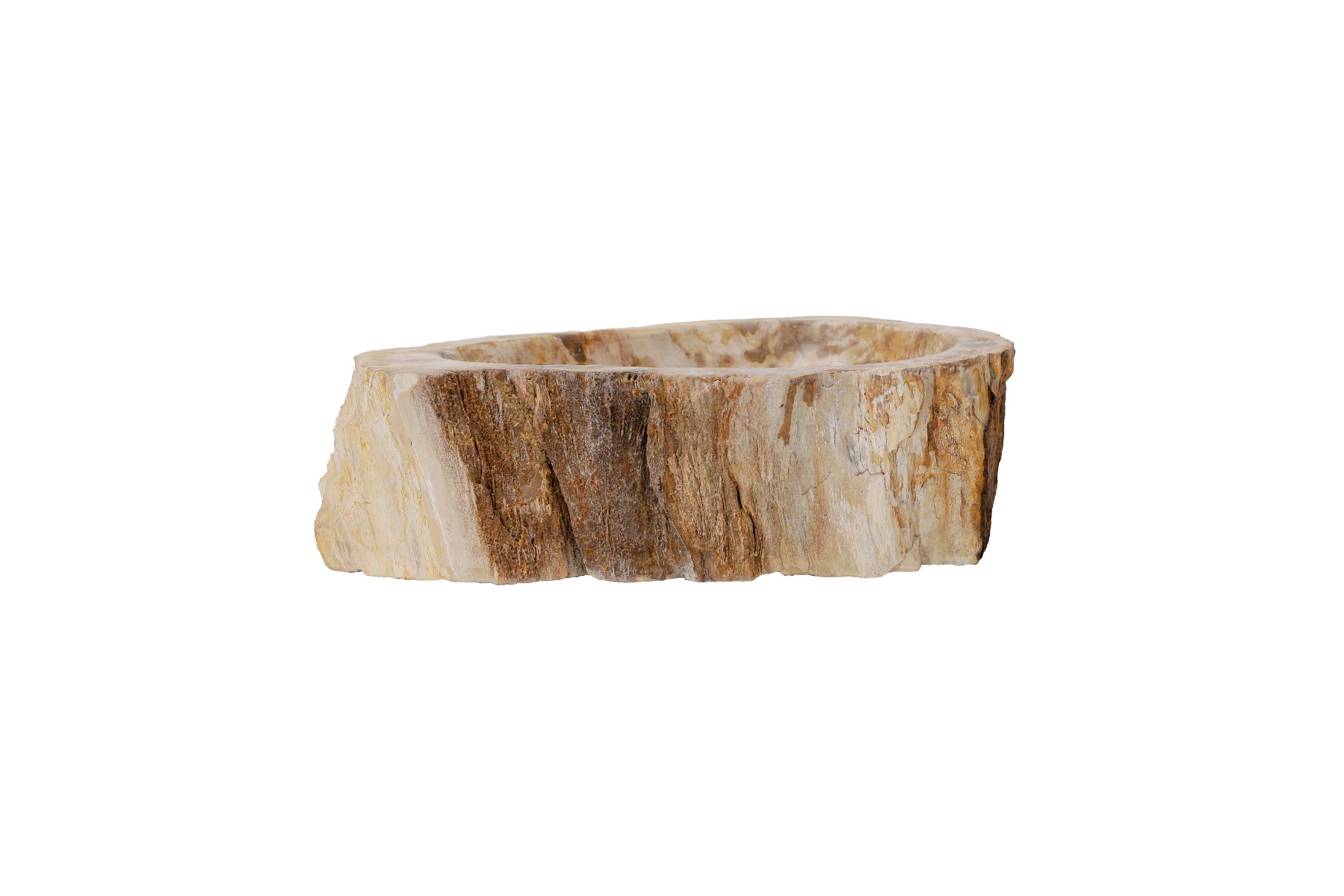 Versteende houten waskom Teakea 49x34x15 cm - natuurlijk en ruim badkamerdesign. - Hover