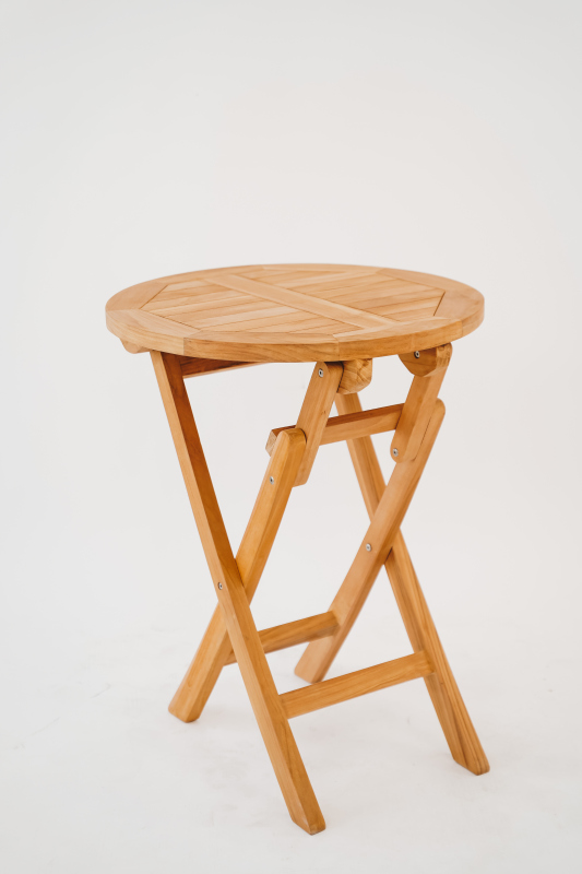 zeilboot teak tafel inklapbaar 60 cm rond - Hover