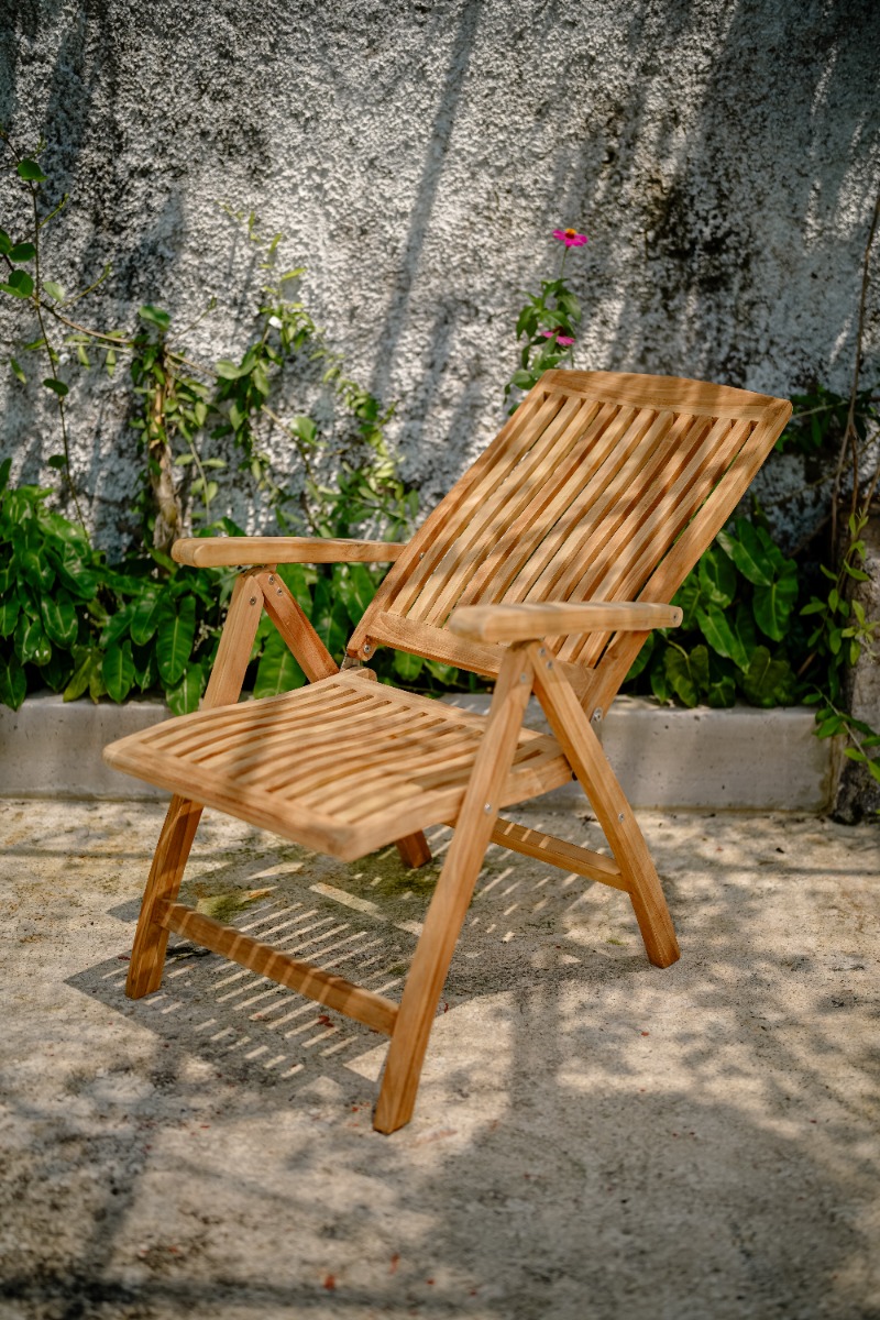 Teak Standenstoel Linda | RVS Beslag | 5 standen Verstelbaar - SC010 - Hover