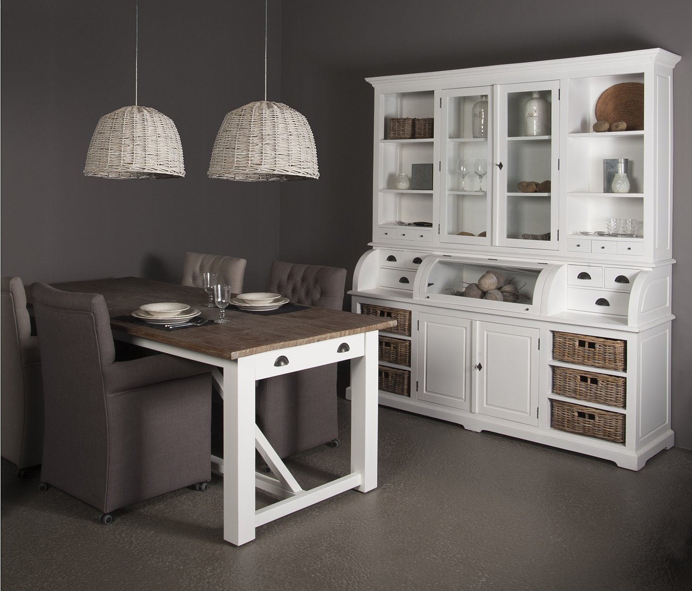 Napoli | Brocante Eettafel | Teak – Grijs Rustiek | 200x100x78 - TWR-EF0031 - Hover