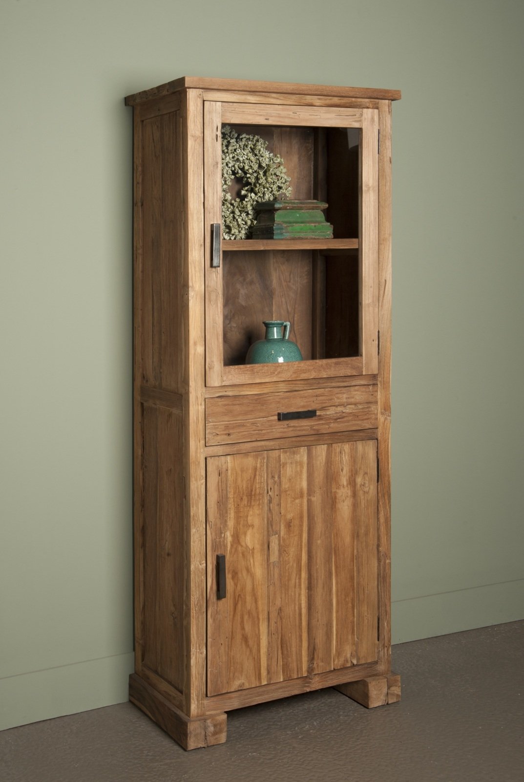Lorenzo | Teak Vitrinekast | 75 x 40 x 190 (h) cm - Hover