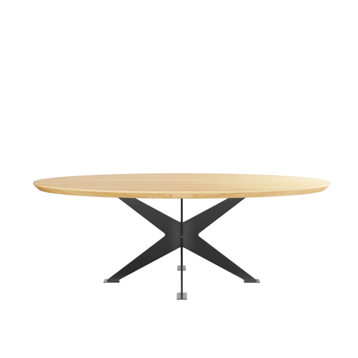 Ovello Rex | eiken eettafel Elipse met Stalen Onderstel - Hover