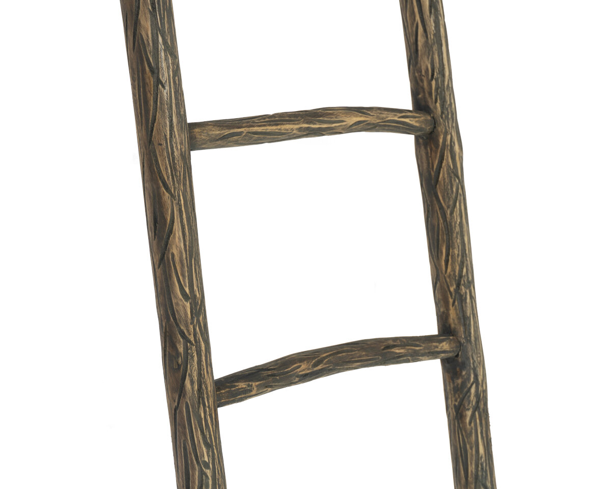 Teakhouten decoratie ladder Teak Carved Bruin | 50x5x175 - Hover