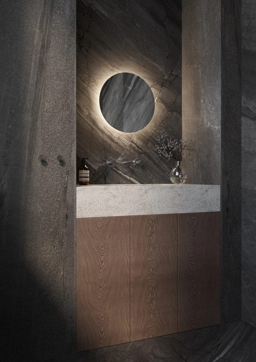 ROTONDO ronde toiletspiegel 400 mm met indirecte LED-verlichting – stijlvolle en moderne badkamer- en toiletspiegel, direct uit voorraad leverbaar, CE-gecertificeerd. - Hover