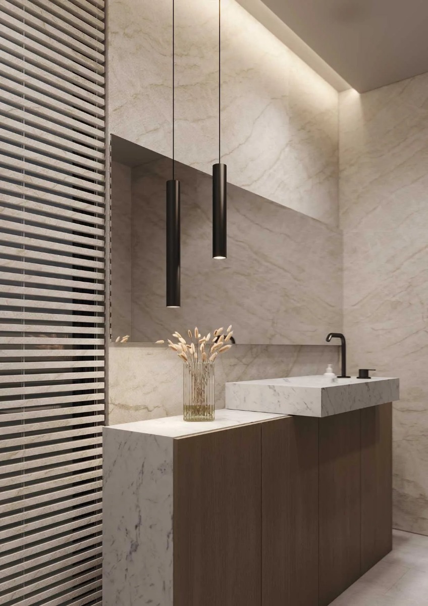 VADUZ hanglamp uit de Lightningware collectie, minimalistisch ontwerp met ronde afwerking, matzwart aluminium, beschikbaar in twee maten (D55 x H300 mm, D55 x H400 mm), moderne en verfijnde verlichting voor keuken, eetruimte, woonkamer en sanitaire ruimte - Hover
